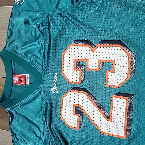 VINTAGE REEBOK MIAMI DOLPHINS RONNIE BROWN BOYS FOOTBALL JERSEY SIZE LARGE - Picture 4 of 8